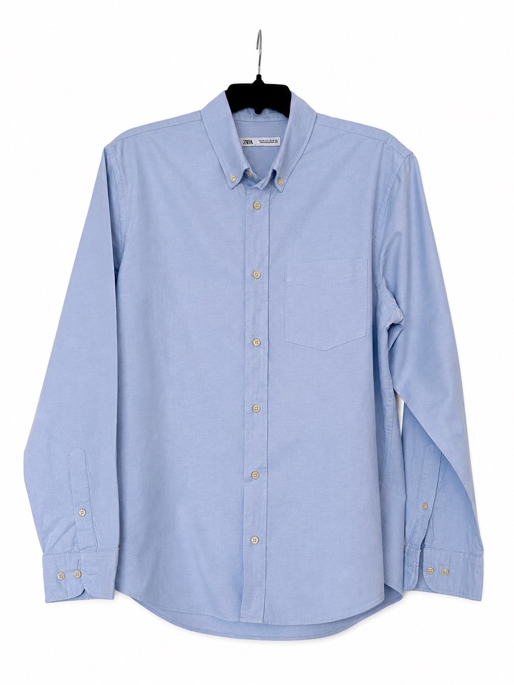 Men's Zara Light Blue Button-Down Shirt Size L Classic Preppy